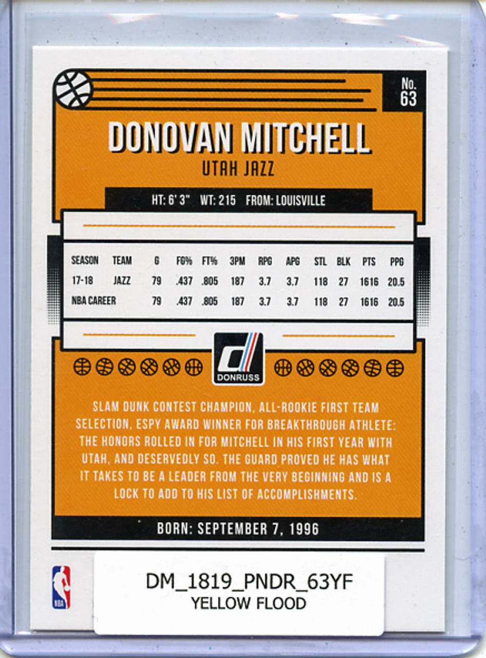 Donovan Mitchell 2018-19 Donruss #63 Yellow Flood