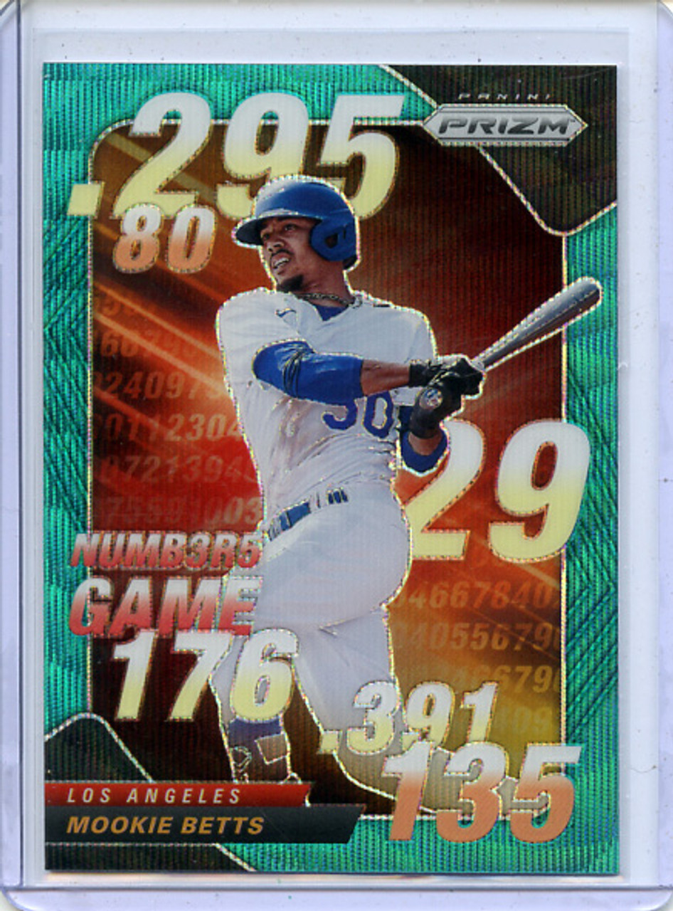 Mookie Betts 2020 Prizm, Numbers Game #NG-5 Teal Wave