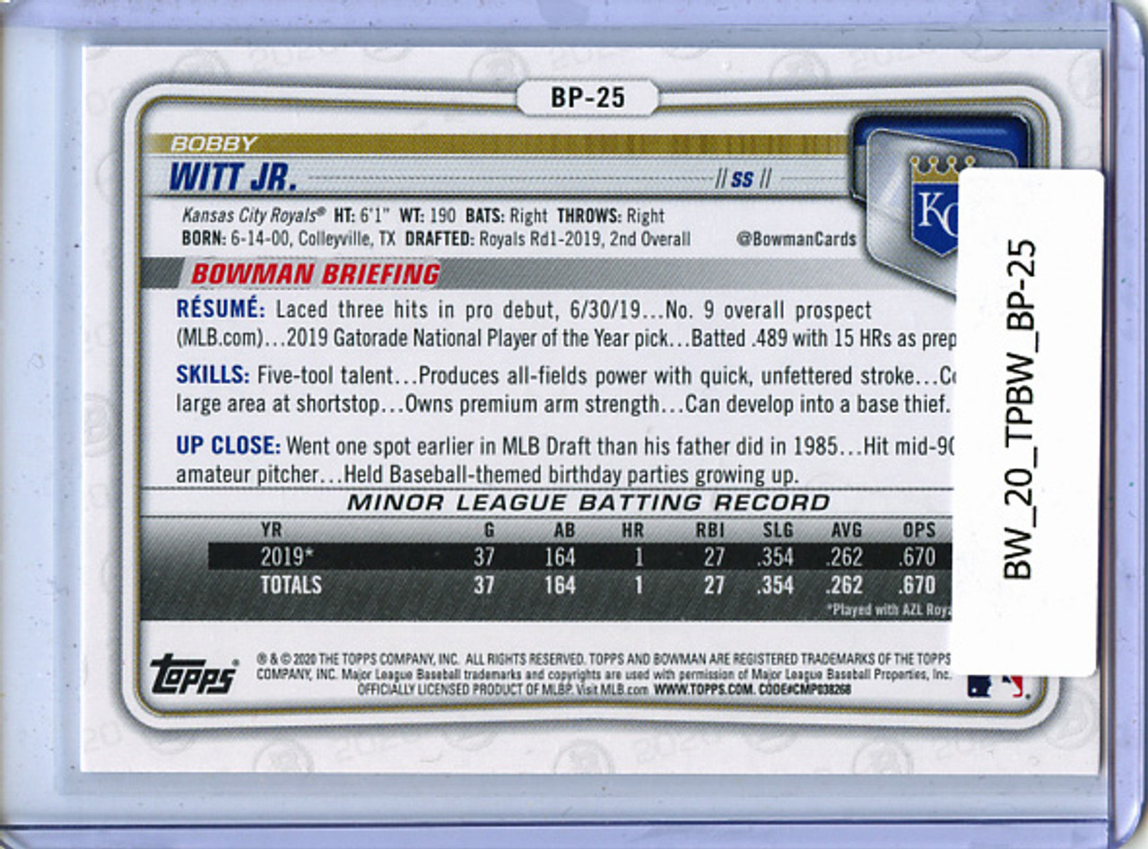 Bobby Witt Jr. 2020 Bowman Prospects #BP-25
