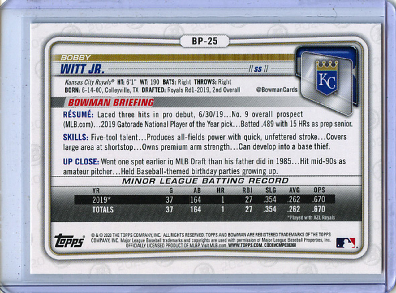 Bobby Witt Jr. 2020 Bowman Prospects #BP-25 Camo (1)