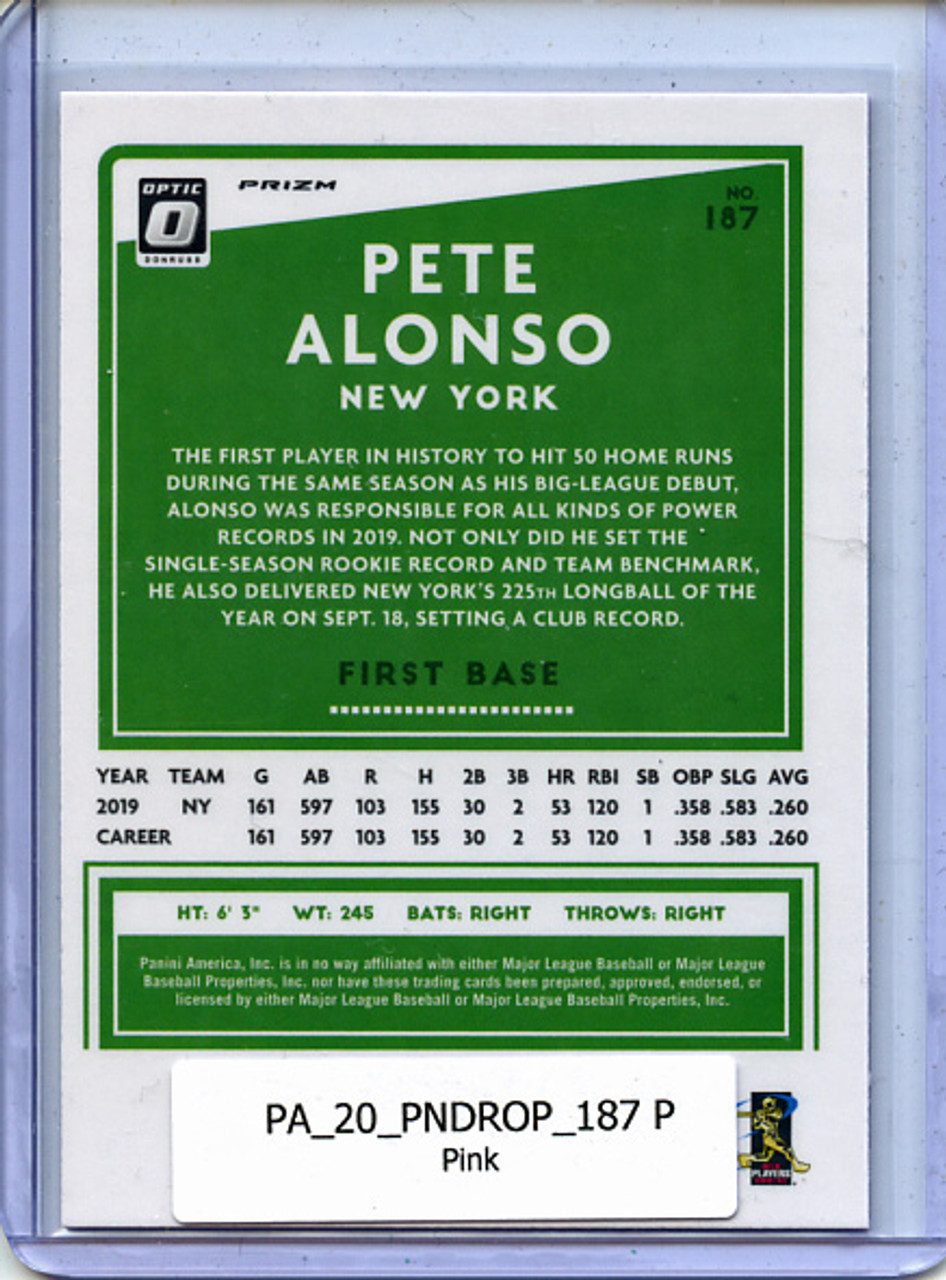 Pete Alonso 2020 Donruss Optic #187 Pink