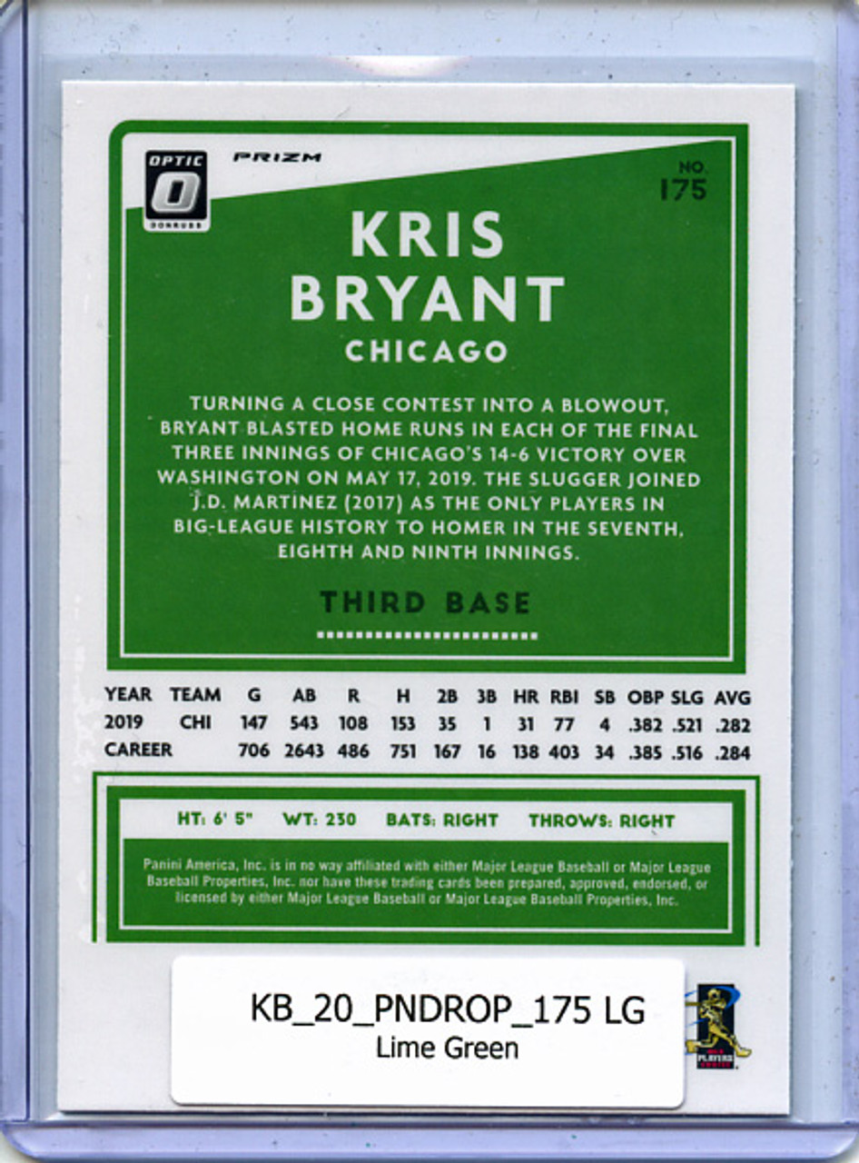 Kris Bryant 2020 Donruss Optic #175 Lime Green