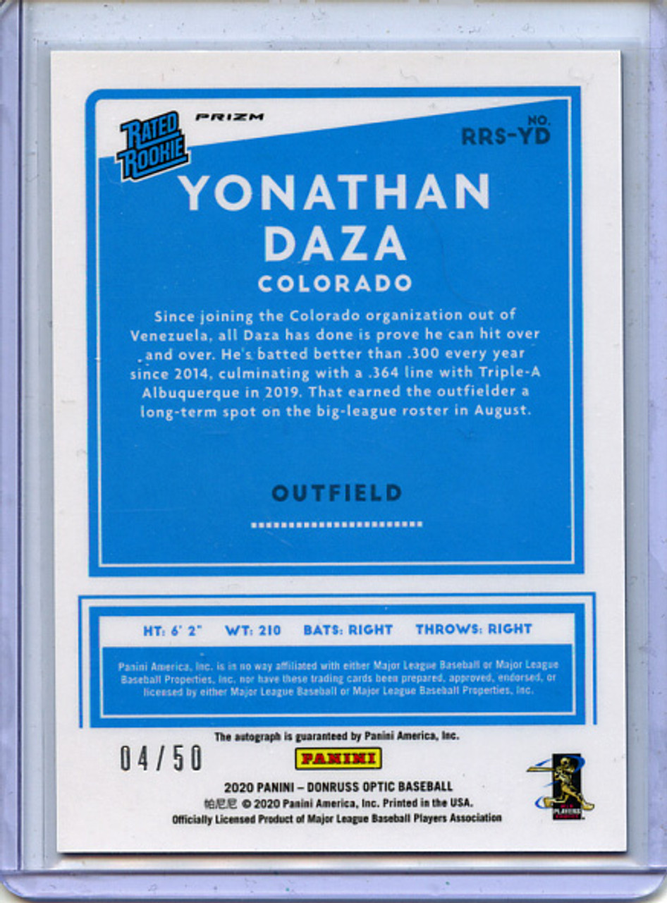Yonathan Daza 2020 Donruss Optic, Rated Rookies Signatures #RRS-YD Black (#04/50)