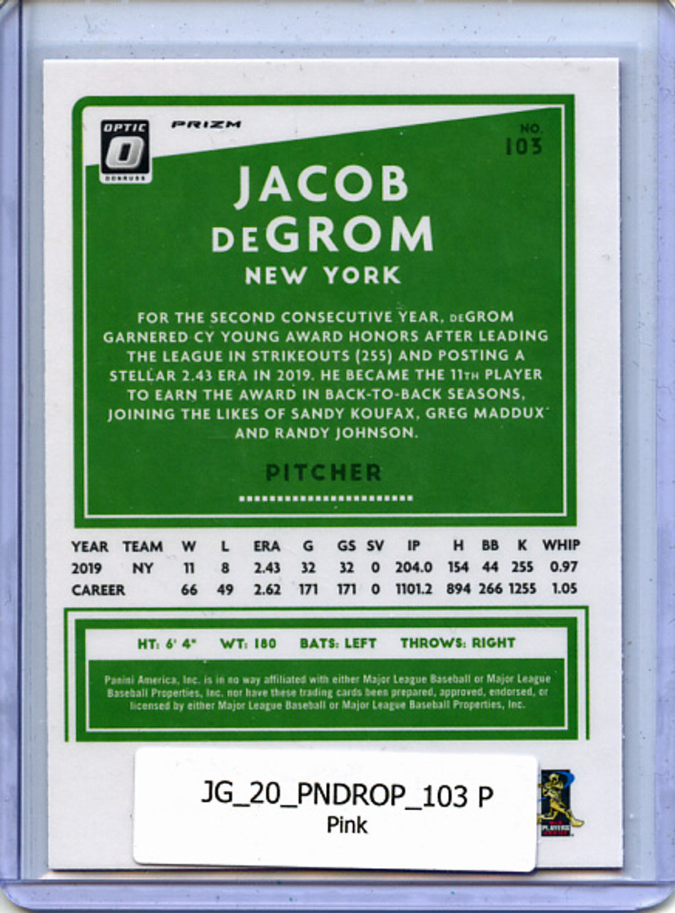 Jacob DeGrom 2020 Donruss Optic #103 Pink