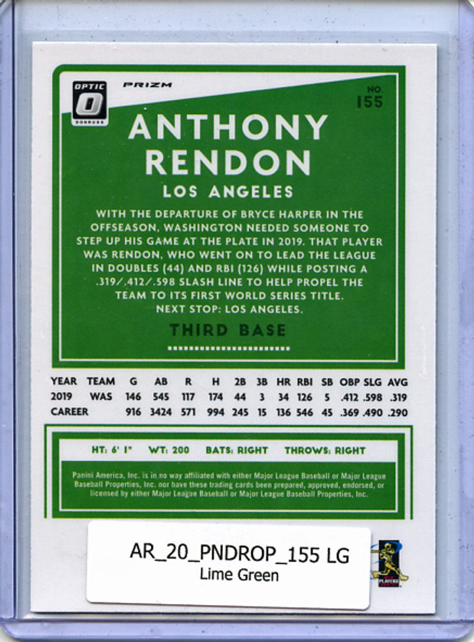 Anthony Rendon 2020 Donruss Optic #155 Lime Green