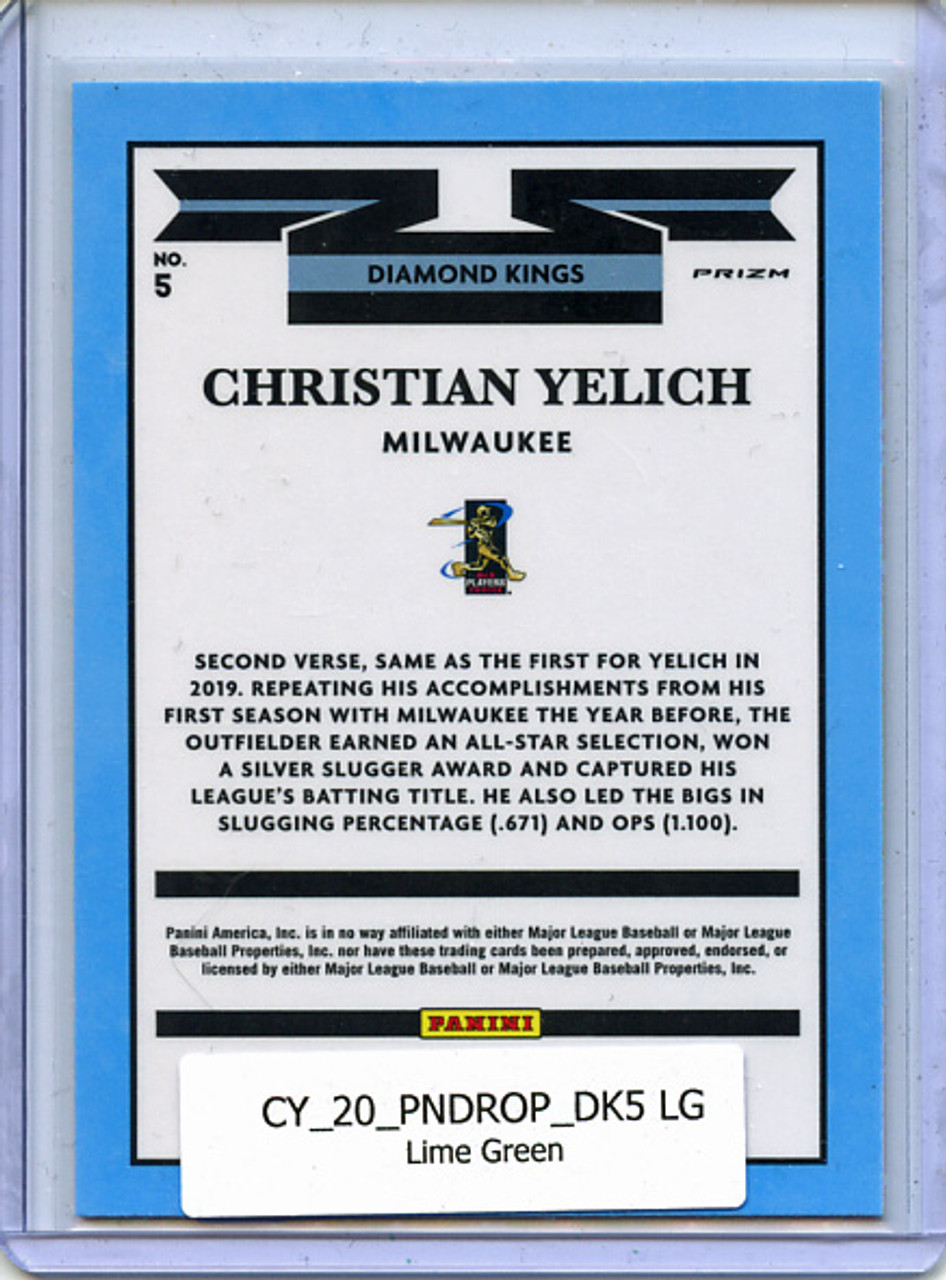 Christian Yelich 2020 Donruss Optic #5 Diamond Kings Lime Green