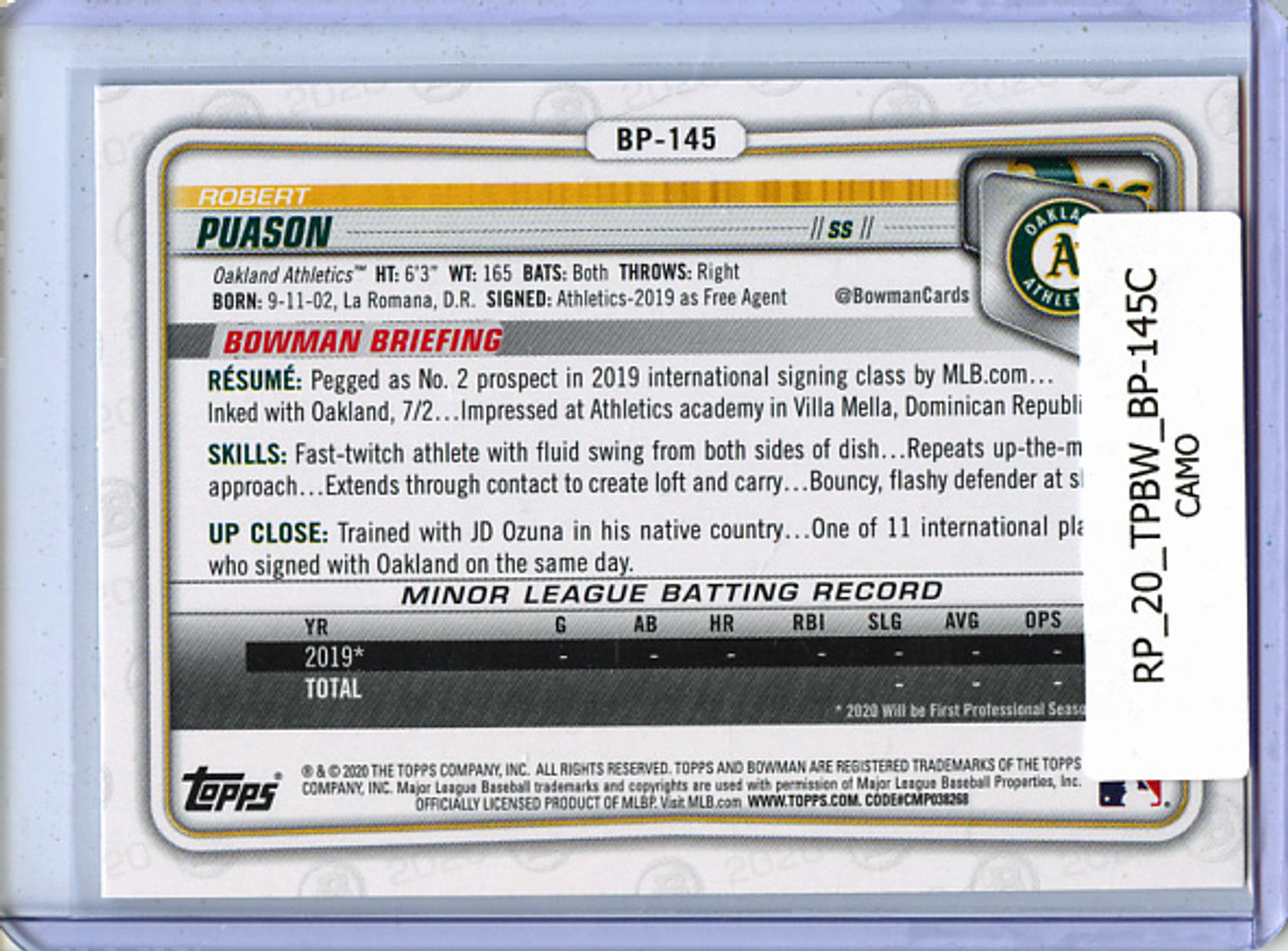 Robert Puason 2020 Bowman Prospects #BP-145 Camo