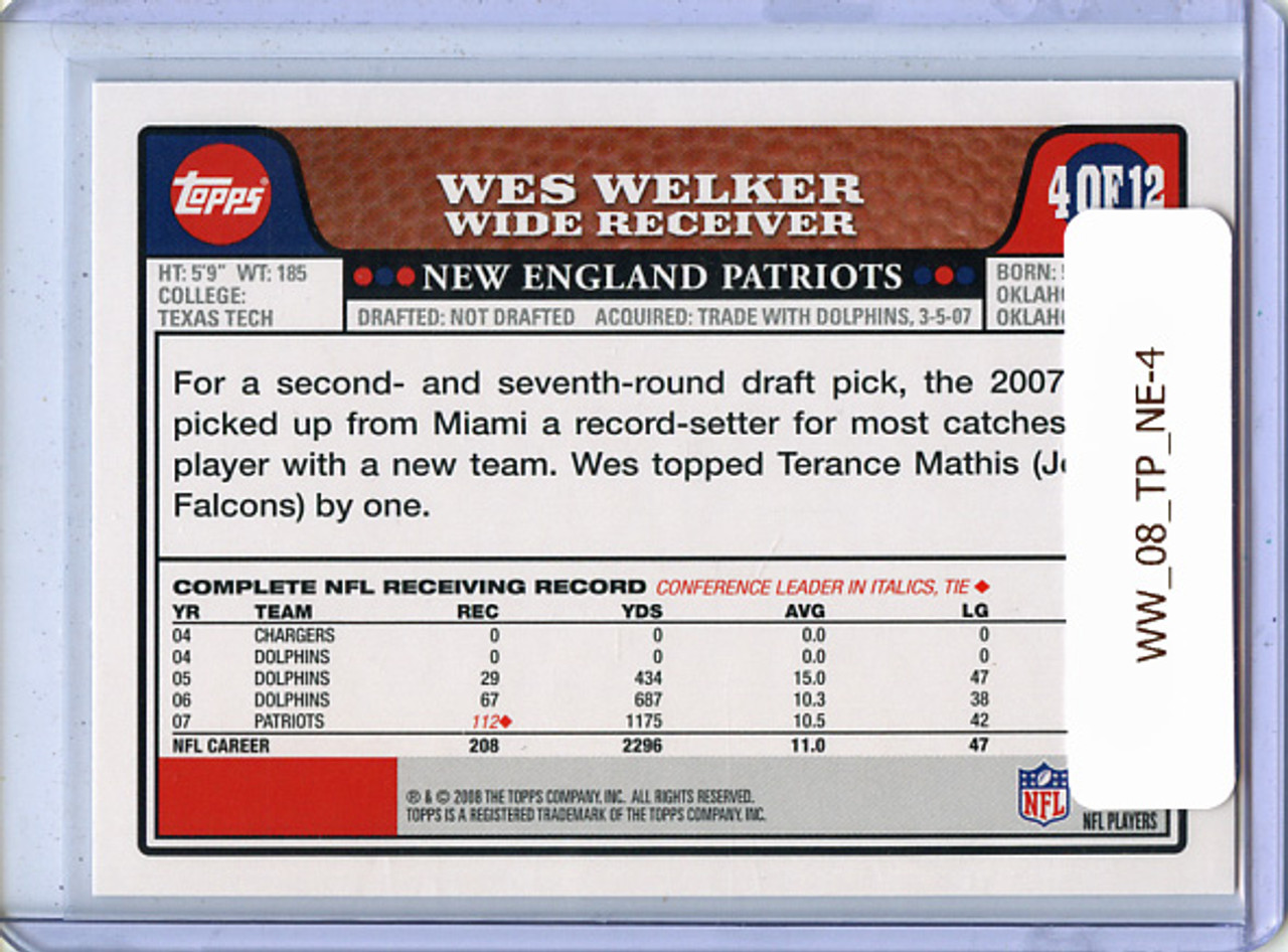 Wes Welker 2008 Topps, Patriots Team Set #4