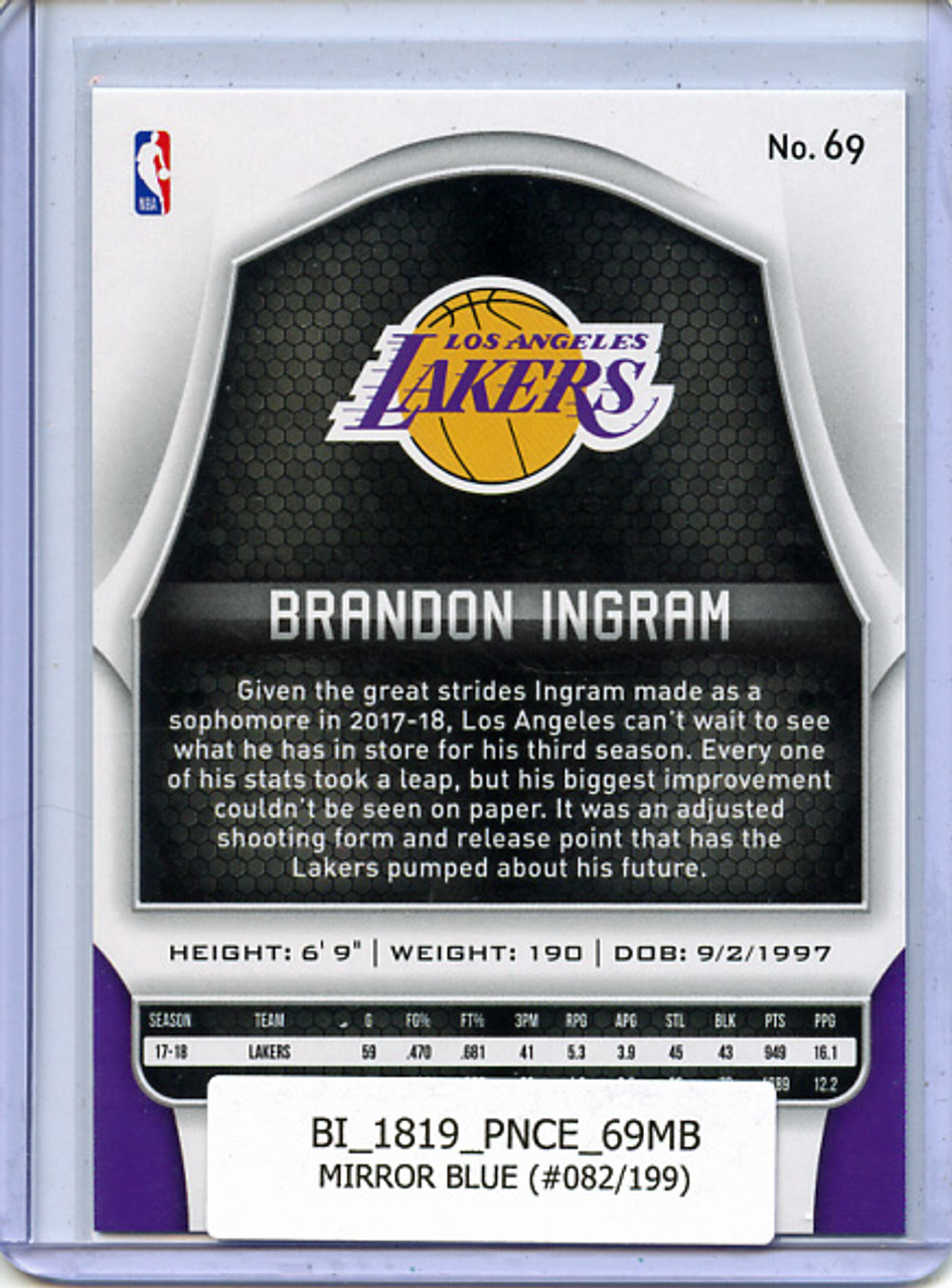Brandon Ingram 2018-19 Certified #69 Mirror Blue (#082/199)