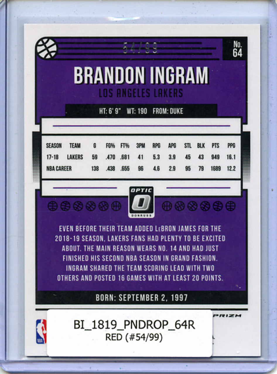 Brandon Ingram 2018-19 Donruss Optic #64 Red (#54/99)