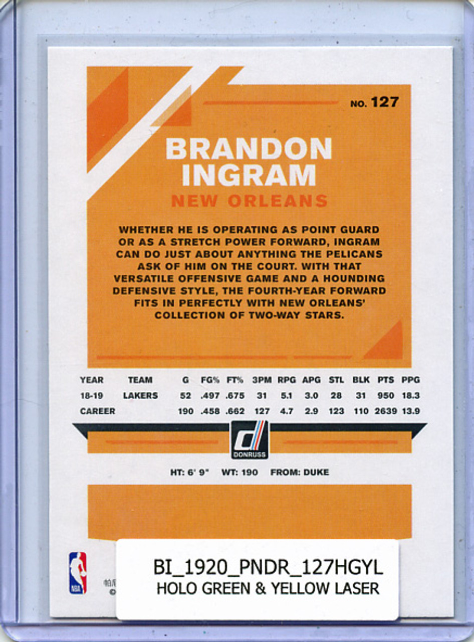 Brandon Ingram 2019-20 Donruss #127 Holo Green & Yellow Laser
