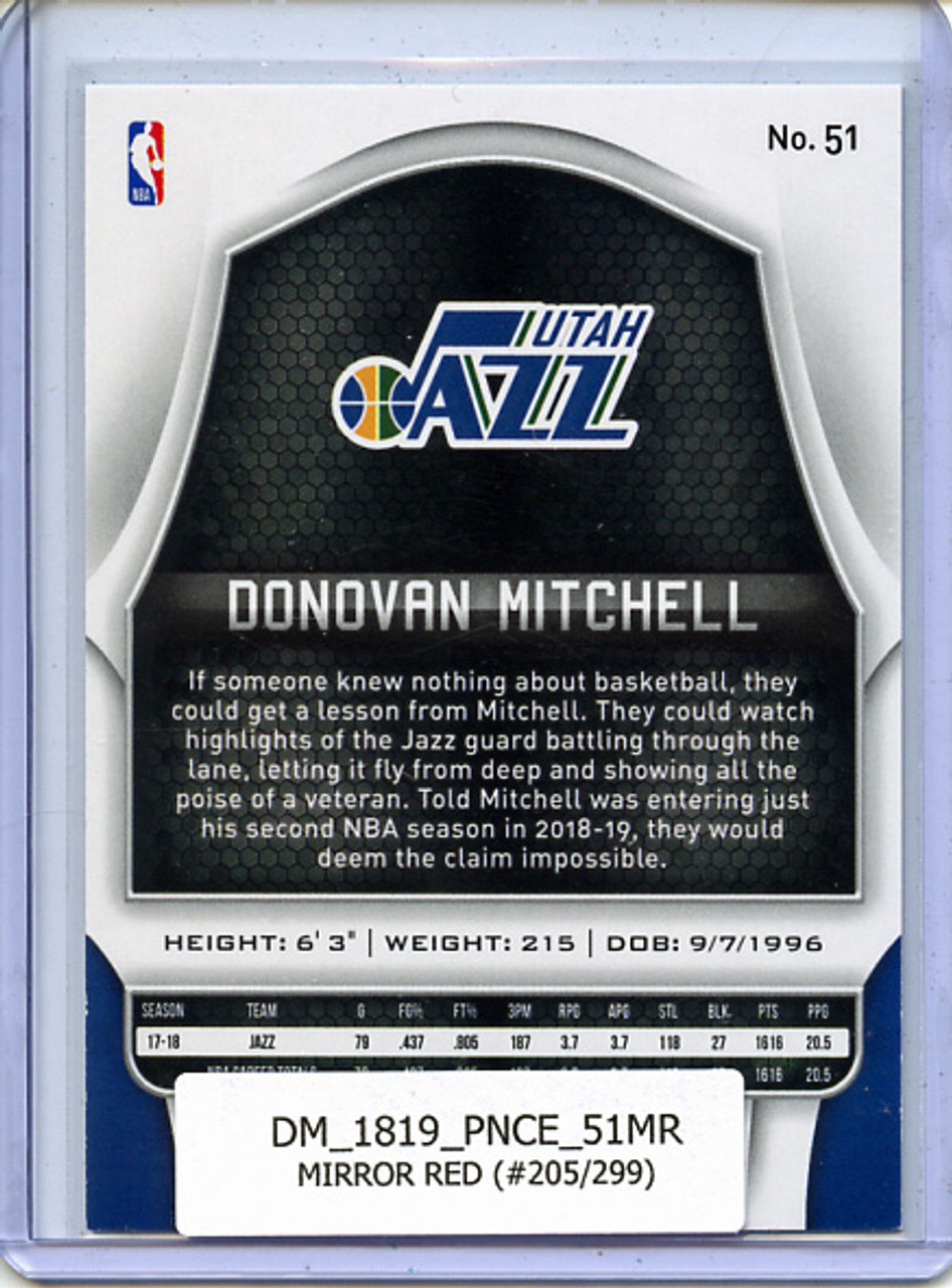 Donovan Mitchell 2018-19 Certified #51 Mirror Red (#205/299)