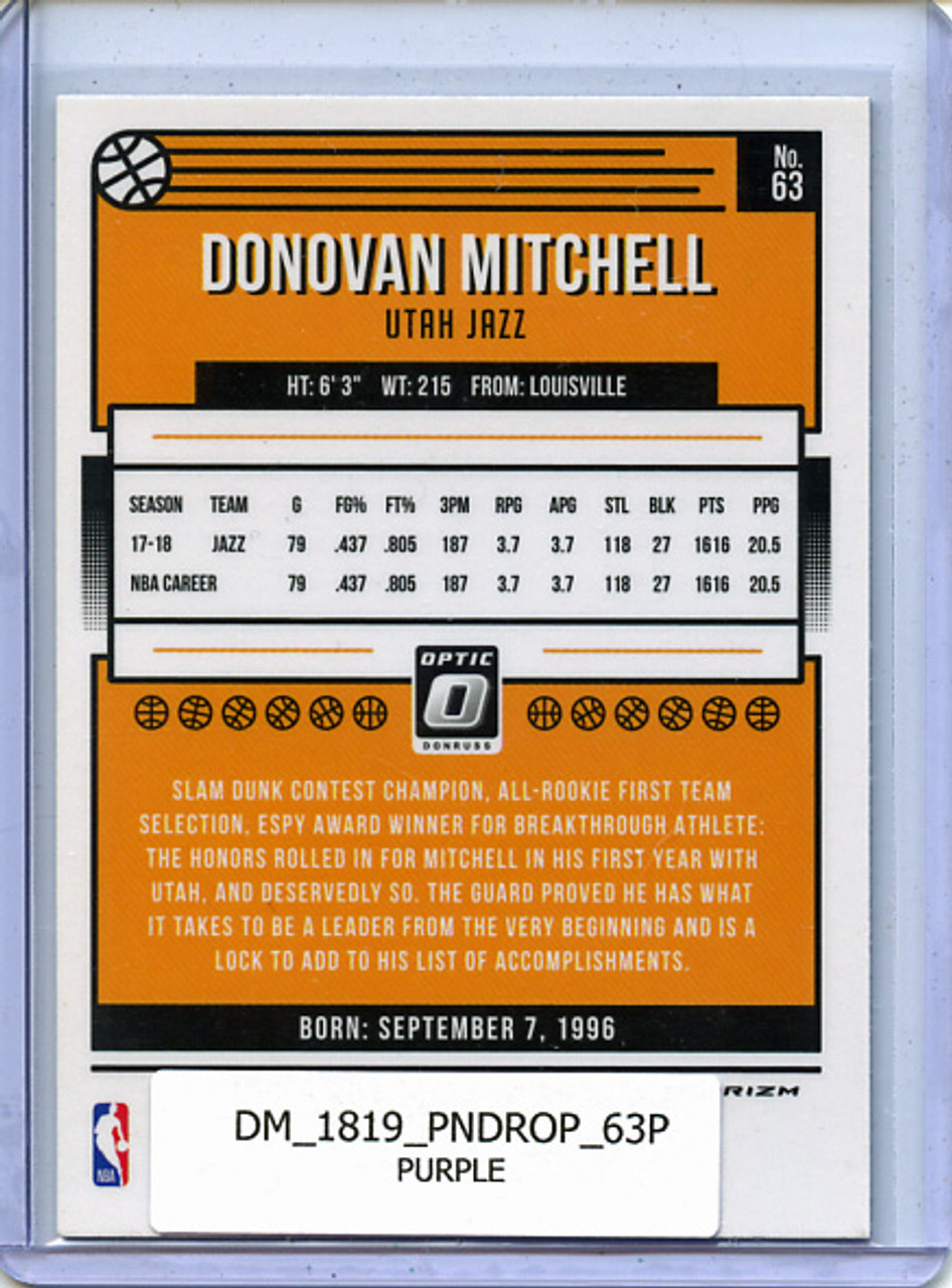 Donovan Mitchell 2018-19 Donruss Optic #63 Purple