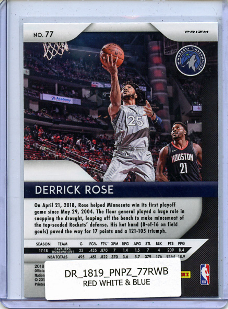 Derrick Rose 2018-19 Prizm #77 Red White & Blue