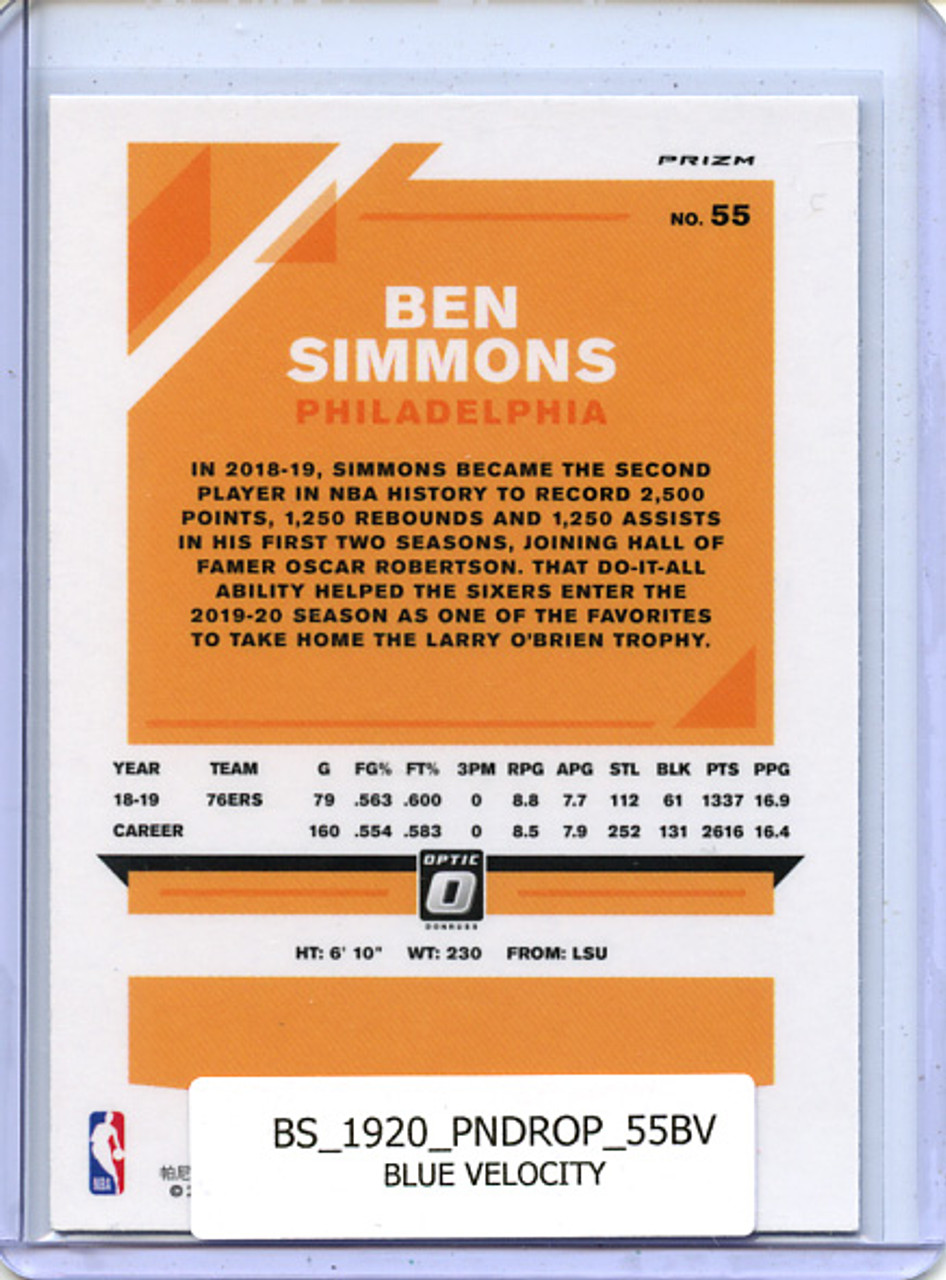 Ben Simmons 2019-20 Donruss Optic #55 Blue Velocity