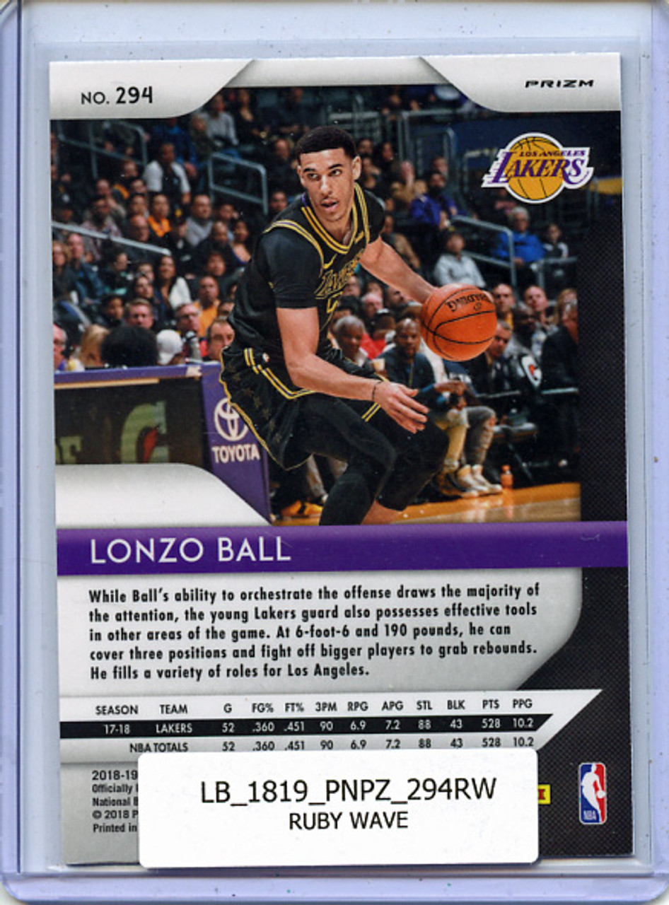 Lonzo Ball 2018-19 Prizm #294 Ruby Wave