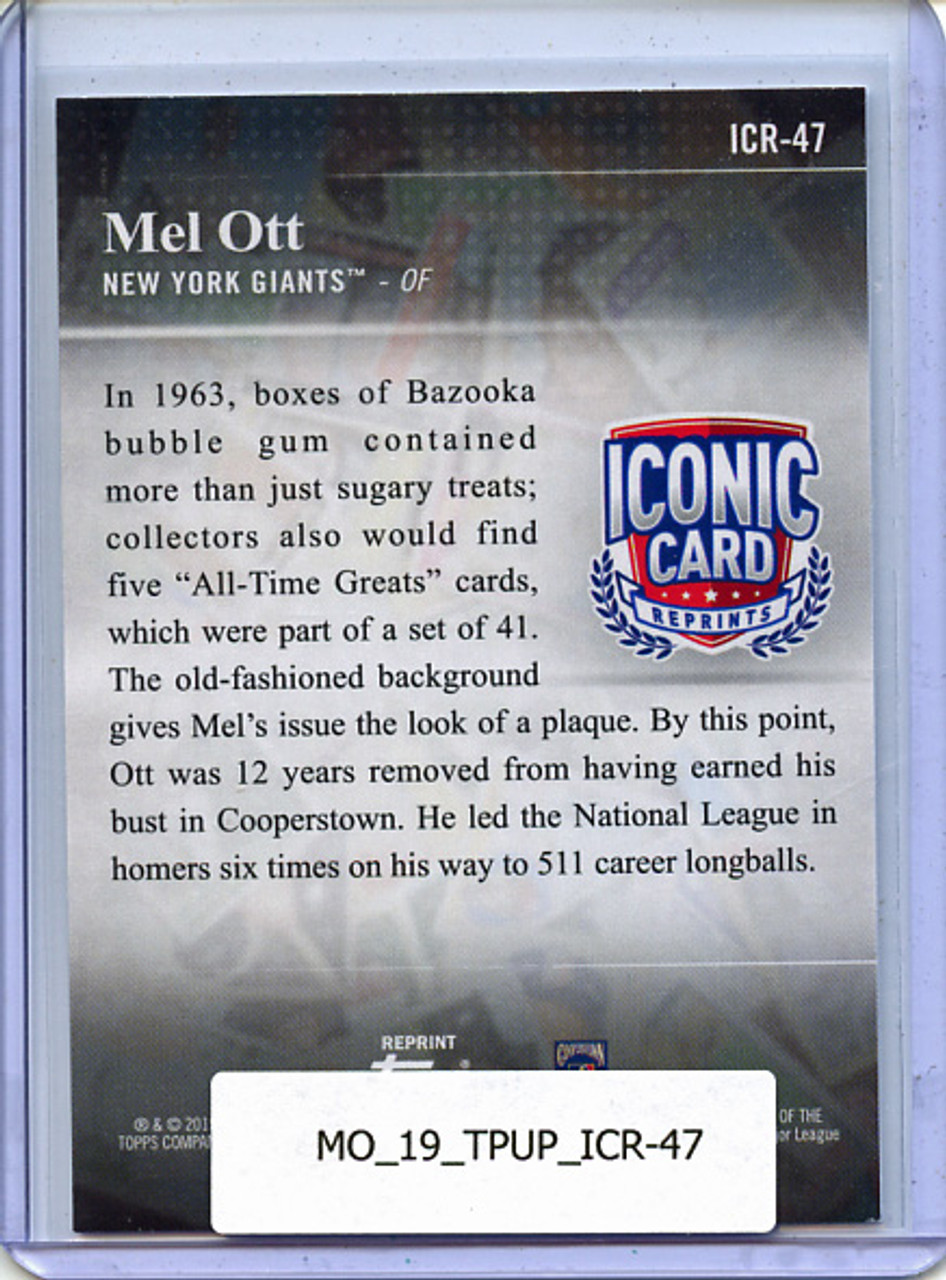 Mel Ott 2019 Topps Update, Iconic Card Reprints #ICR-47