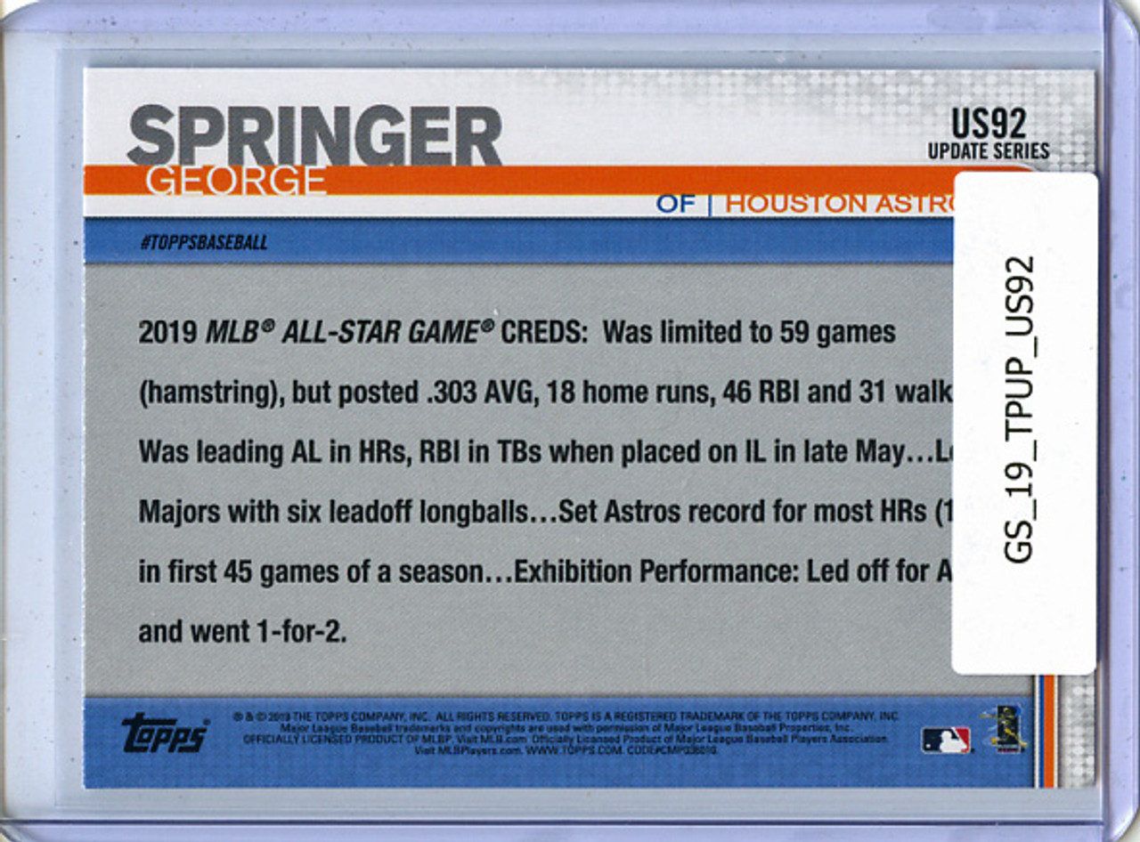 George Springer 2019 Topps Update #US92 All-Star