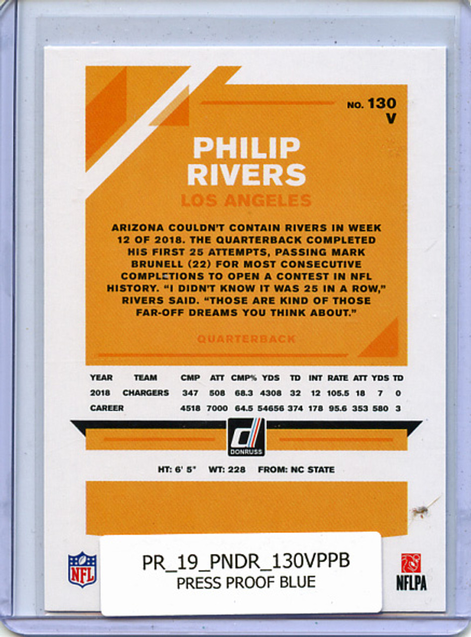 Philip Rivers 2019 Donruss #130 Variations Press Proof Blue