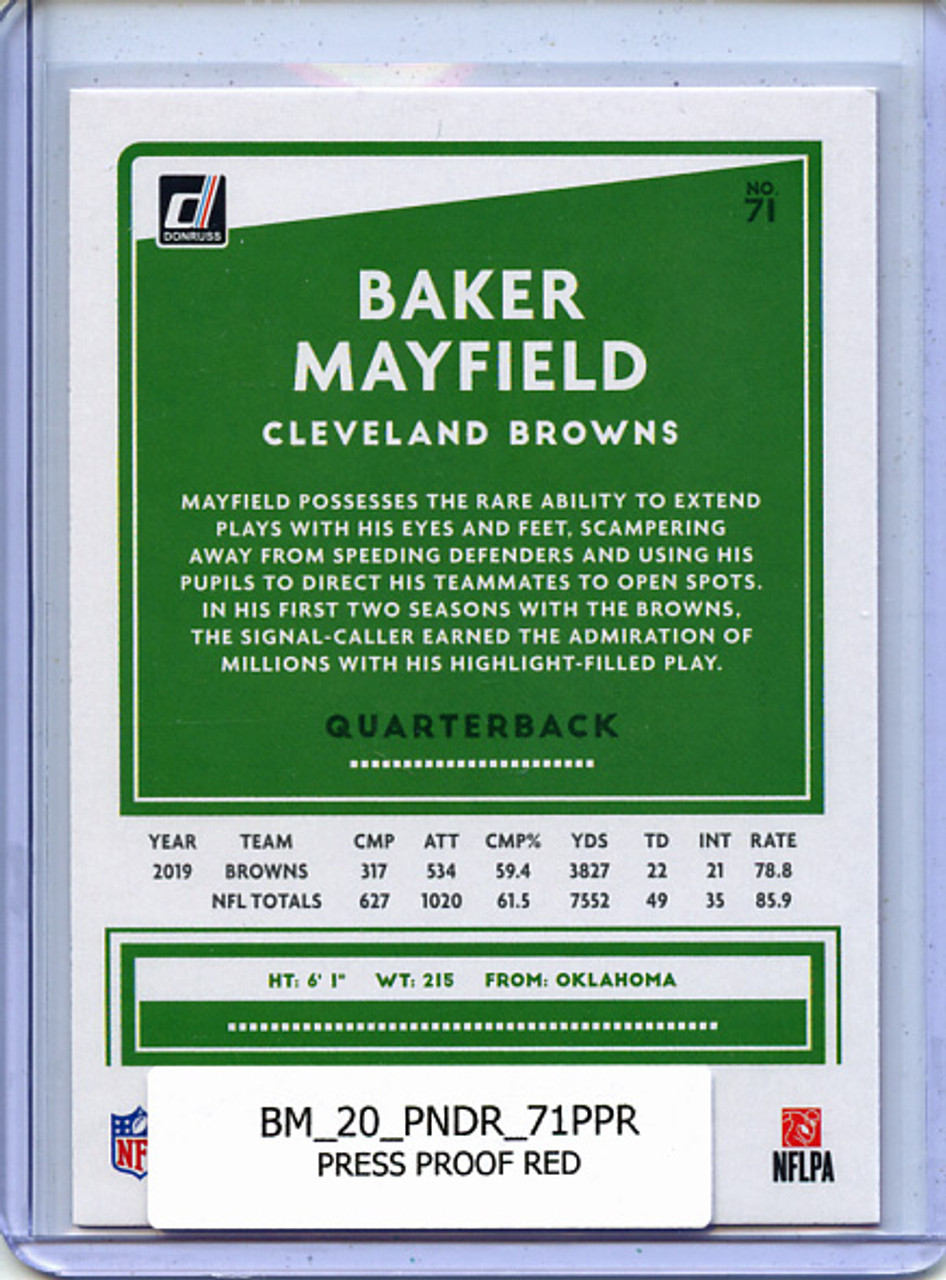 Baker Mayfield 2020 Donruss #71 Press Proof Red