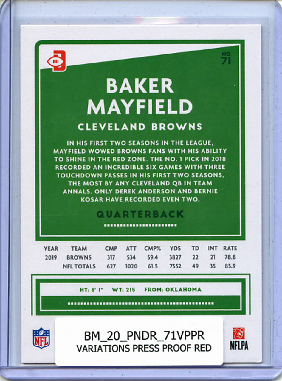 Baker Mayfield 2020 Donruss #71 Variations Press Proof Red