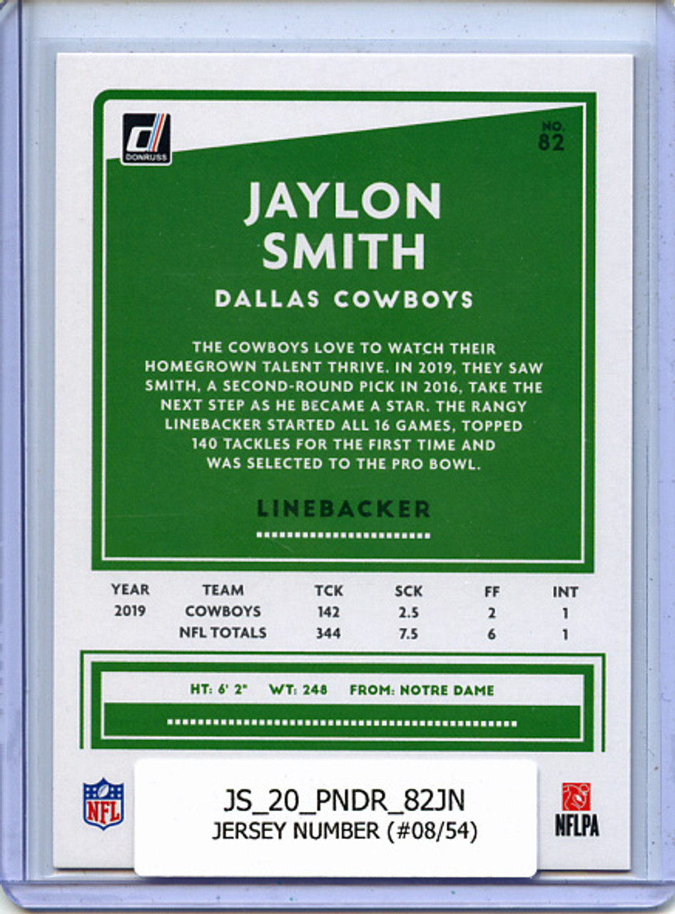 Jaylon Smith 2020 Donruss #82 Jersey Number (#08/54)