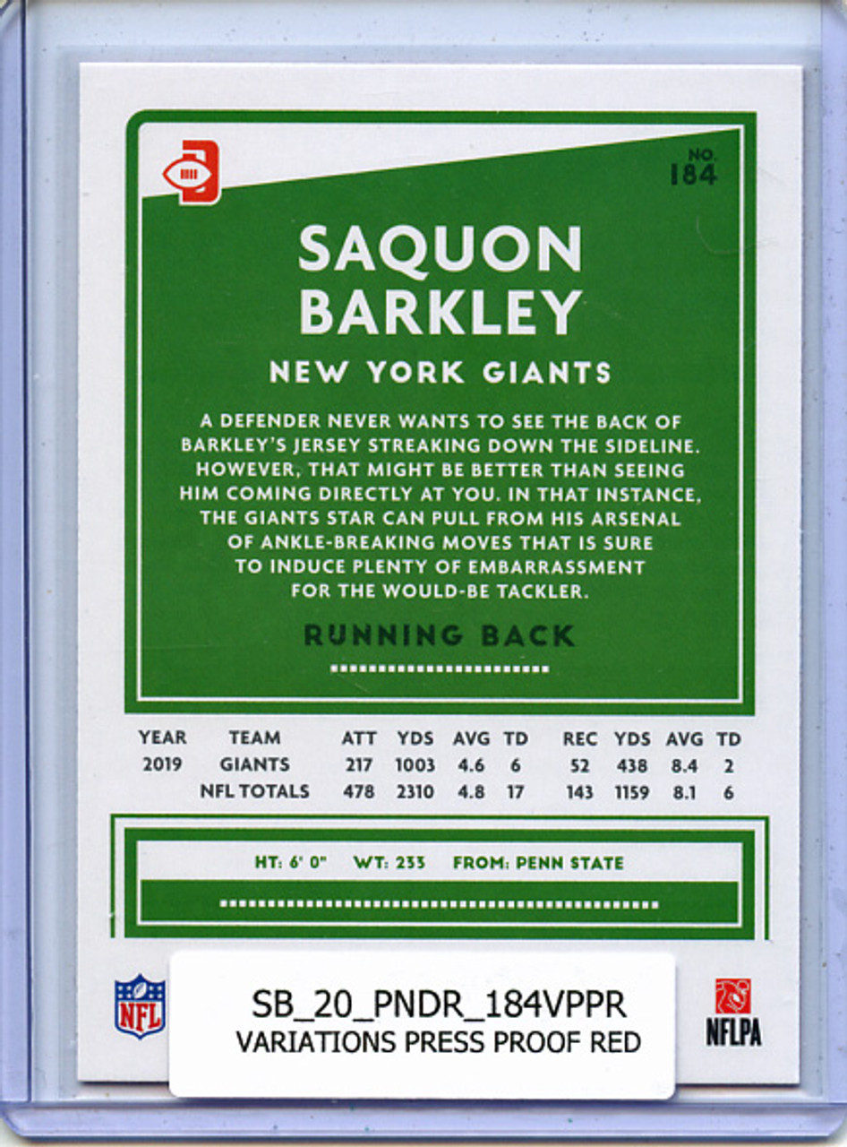 Saquon Barkley 2020 Donruss #184 Variations Press Proof Red