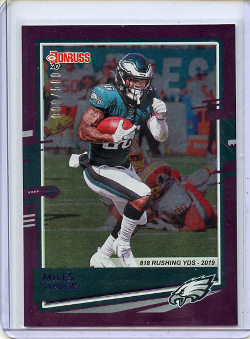 Miles Sanders 2020 Donruss #207 Season Stat Line (#009/500)