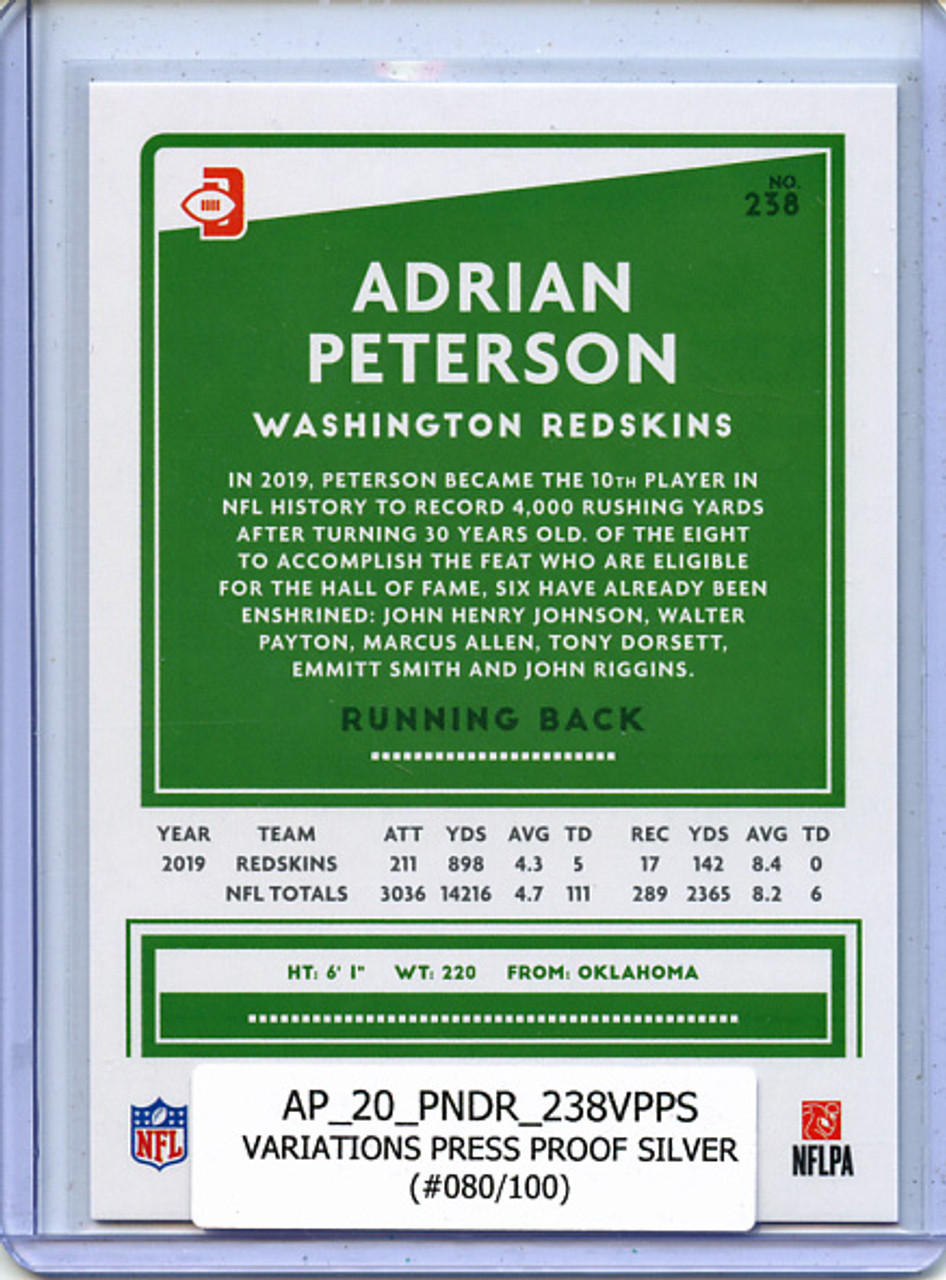 Adrian Peterson 2020 Donruss #238 Variations Press Proof Silver (#080/100)