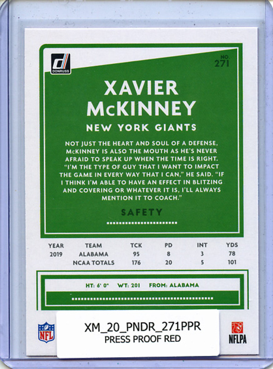 Xavier McKinney 2020 Donruss #271 Press Proof Red