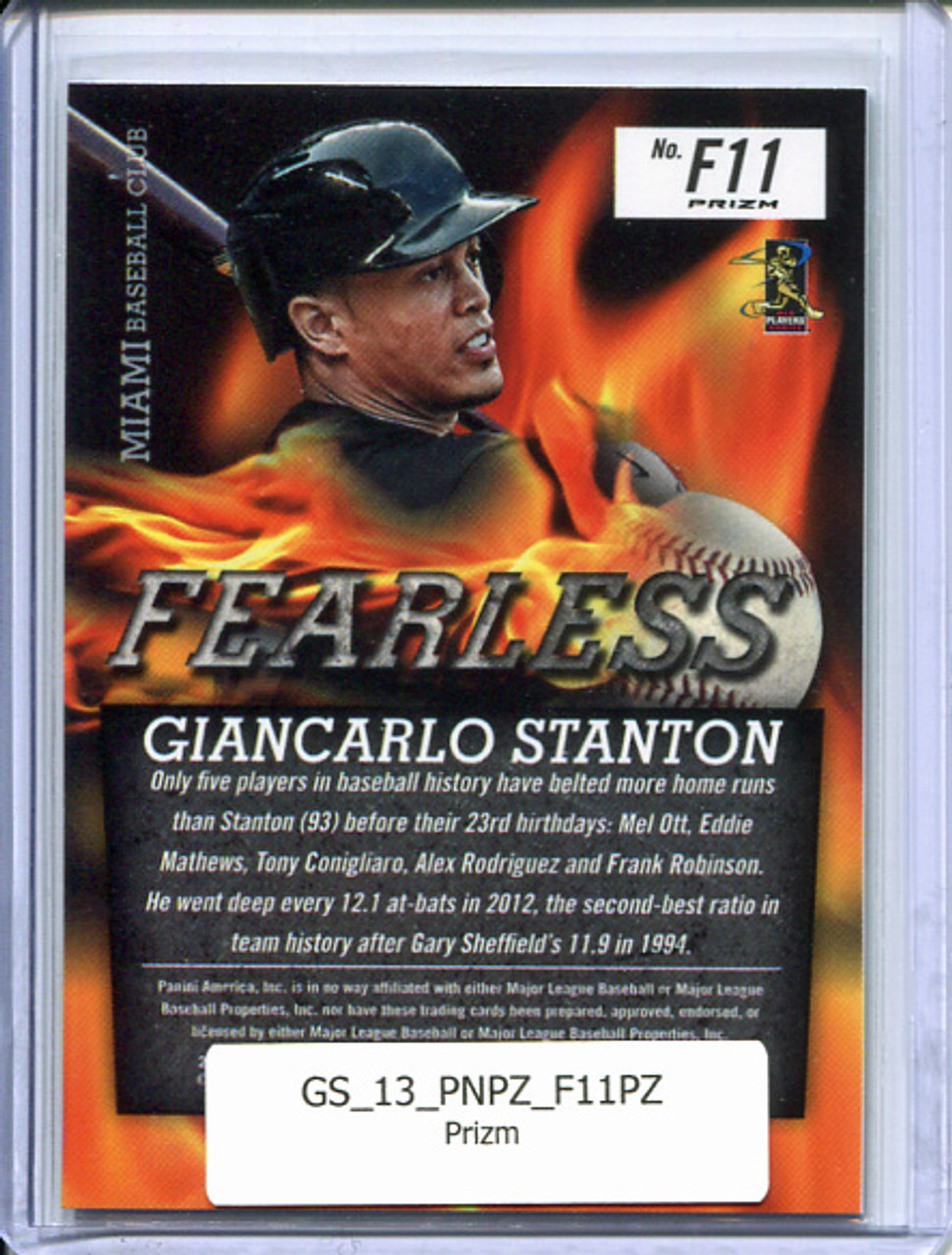 Giancarlo Stanton 2013 Prizm, Fearless #F11 Silver