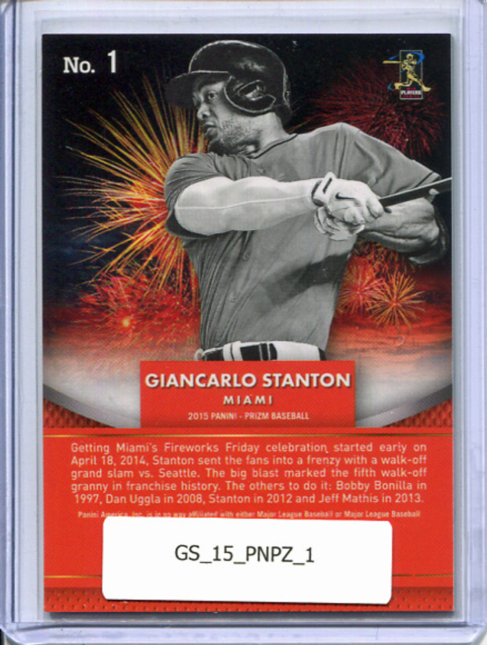 Giancarlo Stanton 2015 Prizm, Fireworks #1