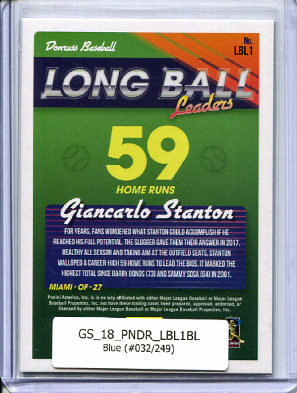 Giancarlo Stanton 2018 Donruss, Long Ball Leaders #LBL1 Blue (#032/249)