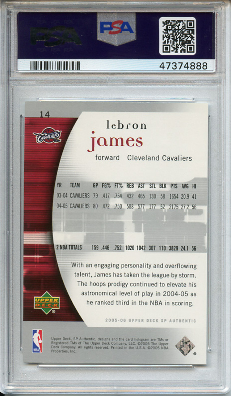 LeBron James 2005-06 SP Authentic #14 PSA 10 Gem Mint (#47374888)