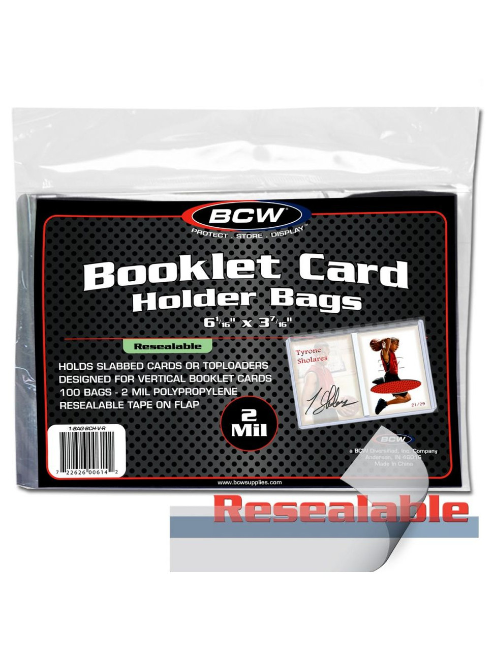 BCW Vertical Booklet Card Resealable Bags - Pack of 100