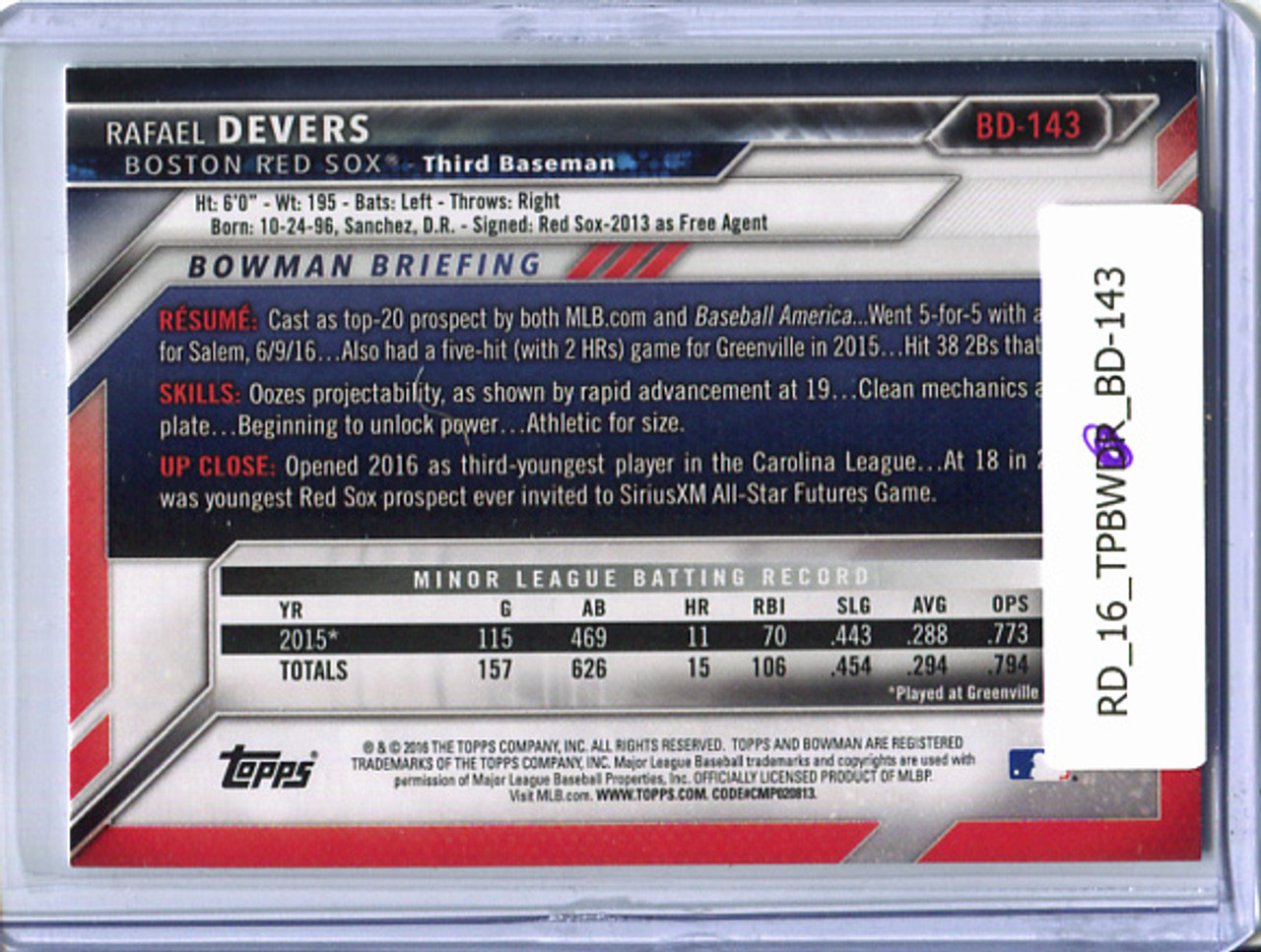 Rafael Devers 2016 Bowman Draft #BD143