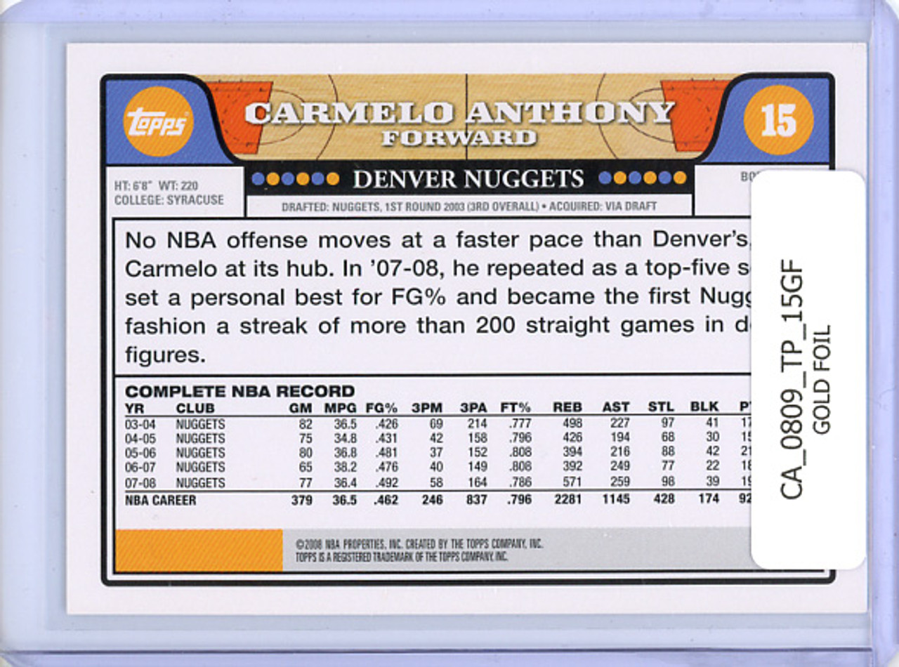Carmelo Anthony 2008-09 Topps #15 Gold Foil