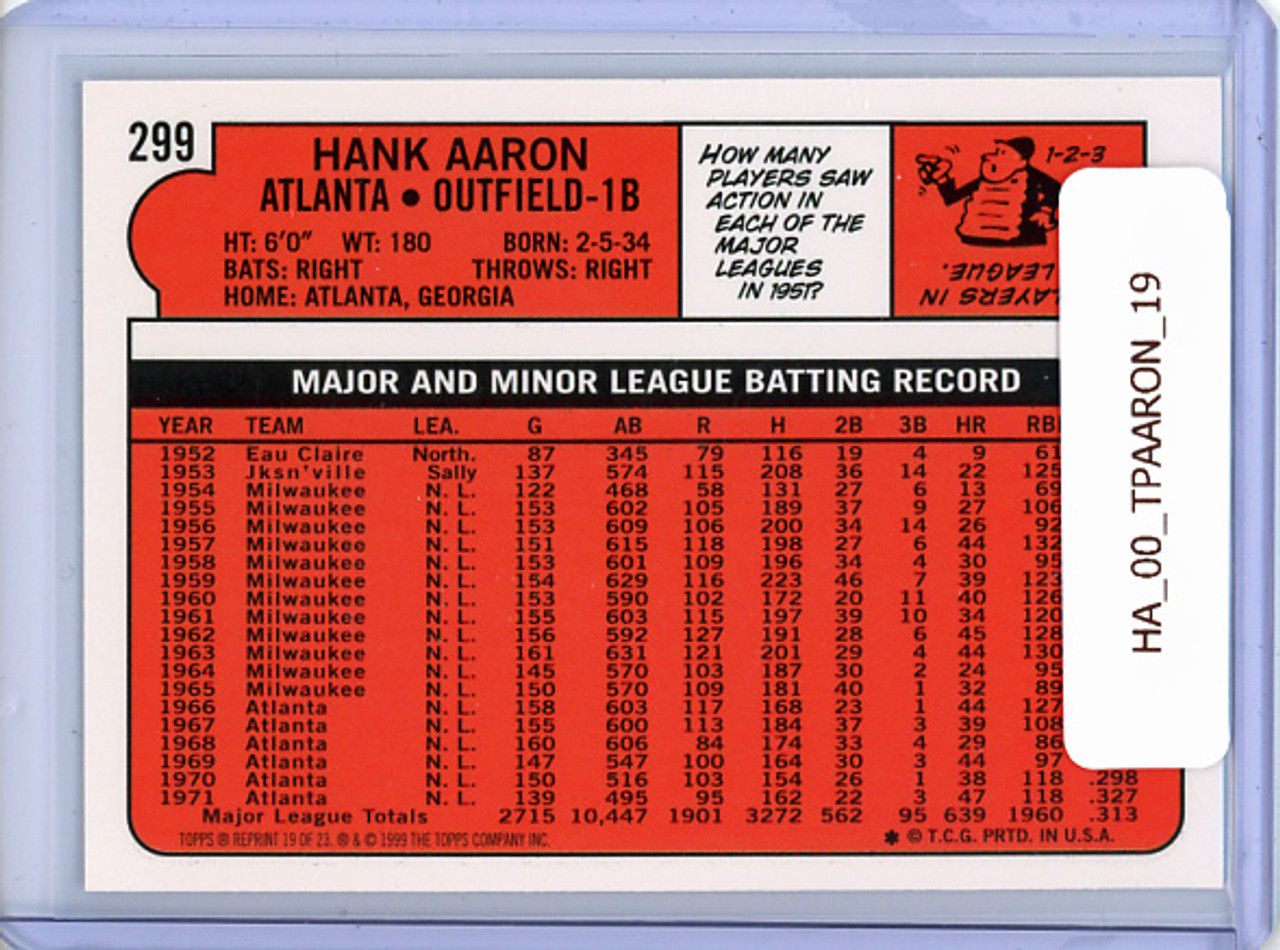 Hank Aaron 2000 Topps Aaron #19 1972 Reprint