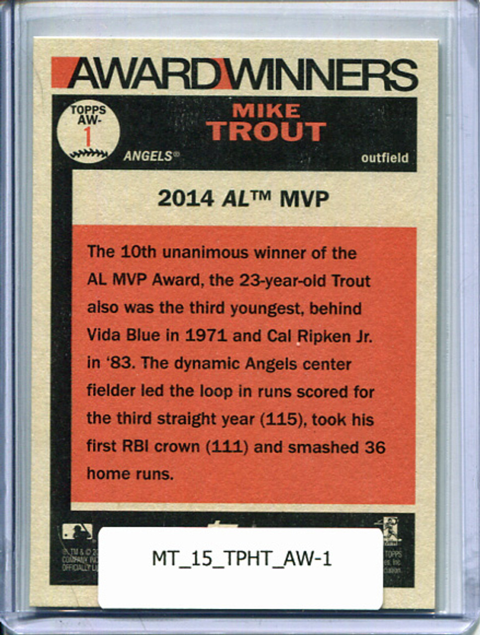 Mike Trout 2015 Heritage, Award Winners #AW-1