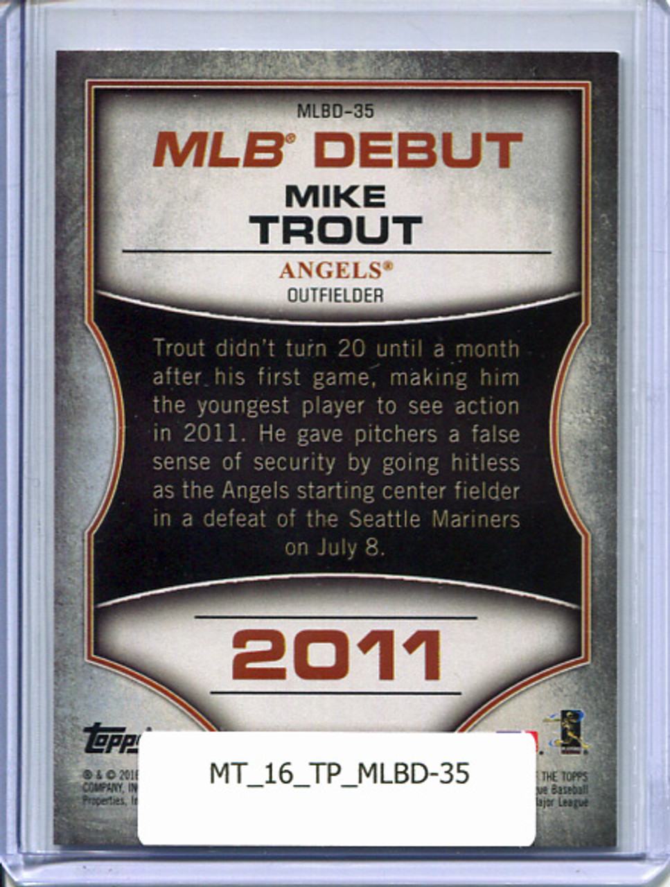 Mike Trout 2016 Topps, MLB Debut #MLBD-35 Bronze