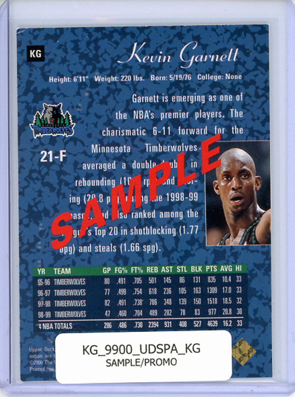 Kevin Garnett 1999-00 SP Authentic, Promo #KG Sample