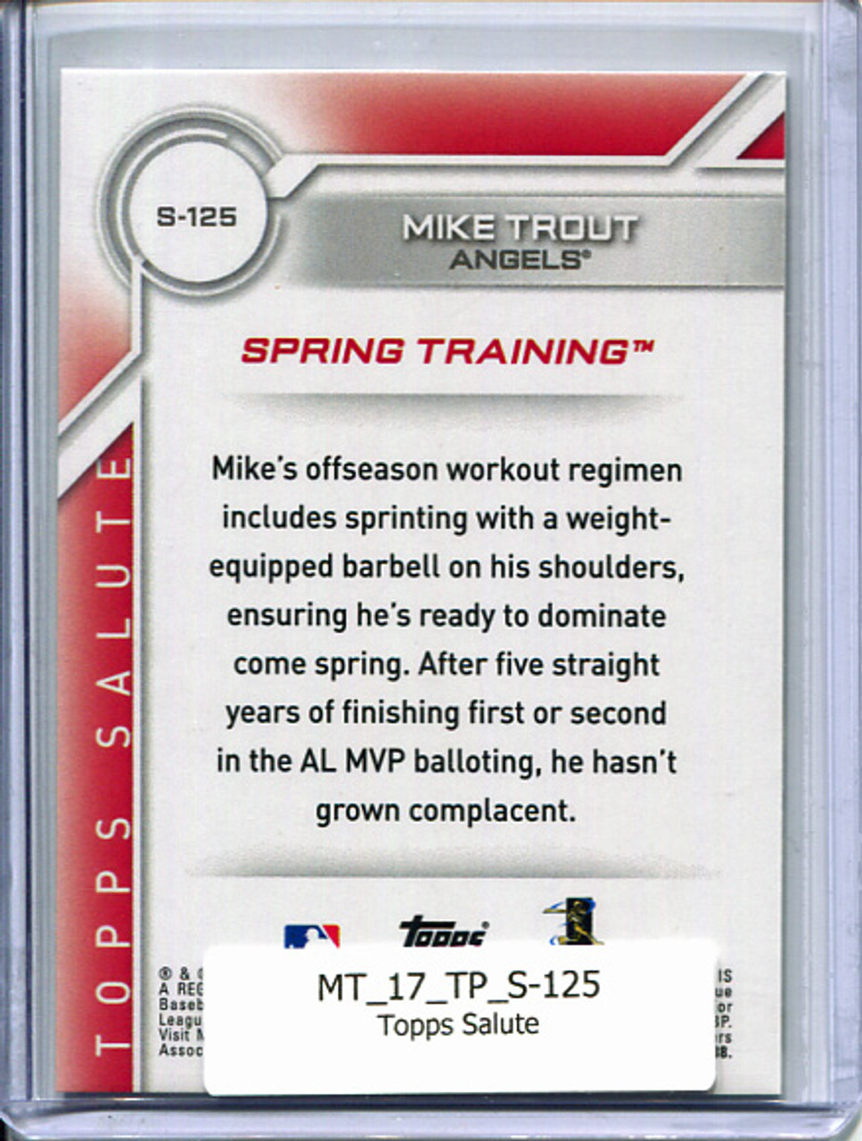 Mike Trout 2017 Topps, Topps Salute Spring Training #S-125