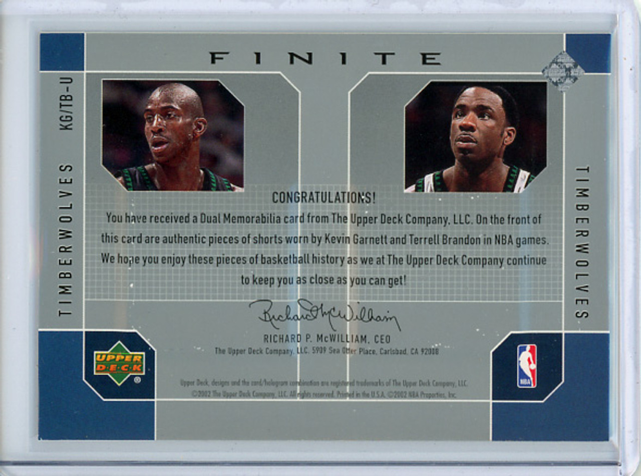 Kevin Garnett, Terrell Brandon 2002-03 Finite, Elements Dual Uniforms #KG/TB-U (1)