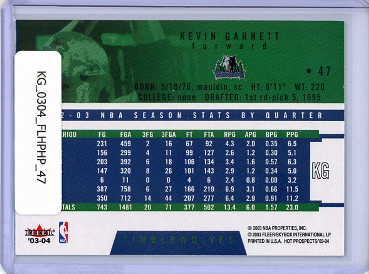 Kevin Garnett 2003-04 Hoops Hot Prospects #47