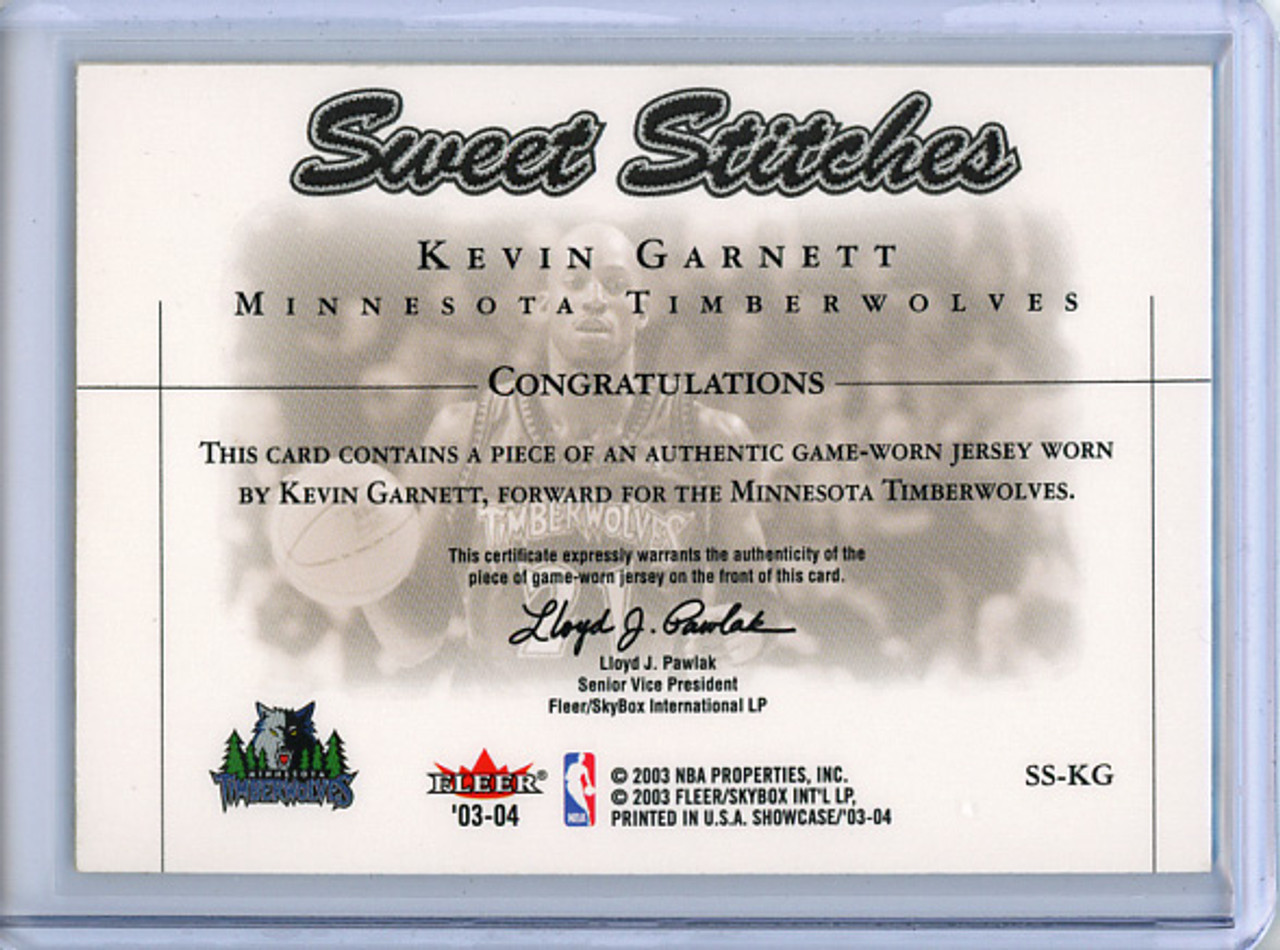 Kevin Garnett 2003-04 Showcase, Sweet Stitches Game Used #SS-KG (2)