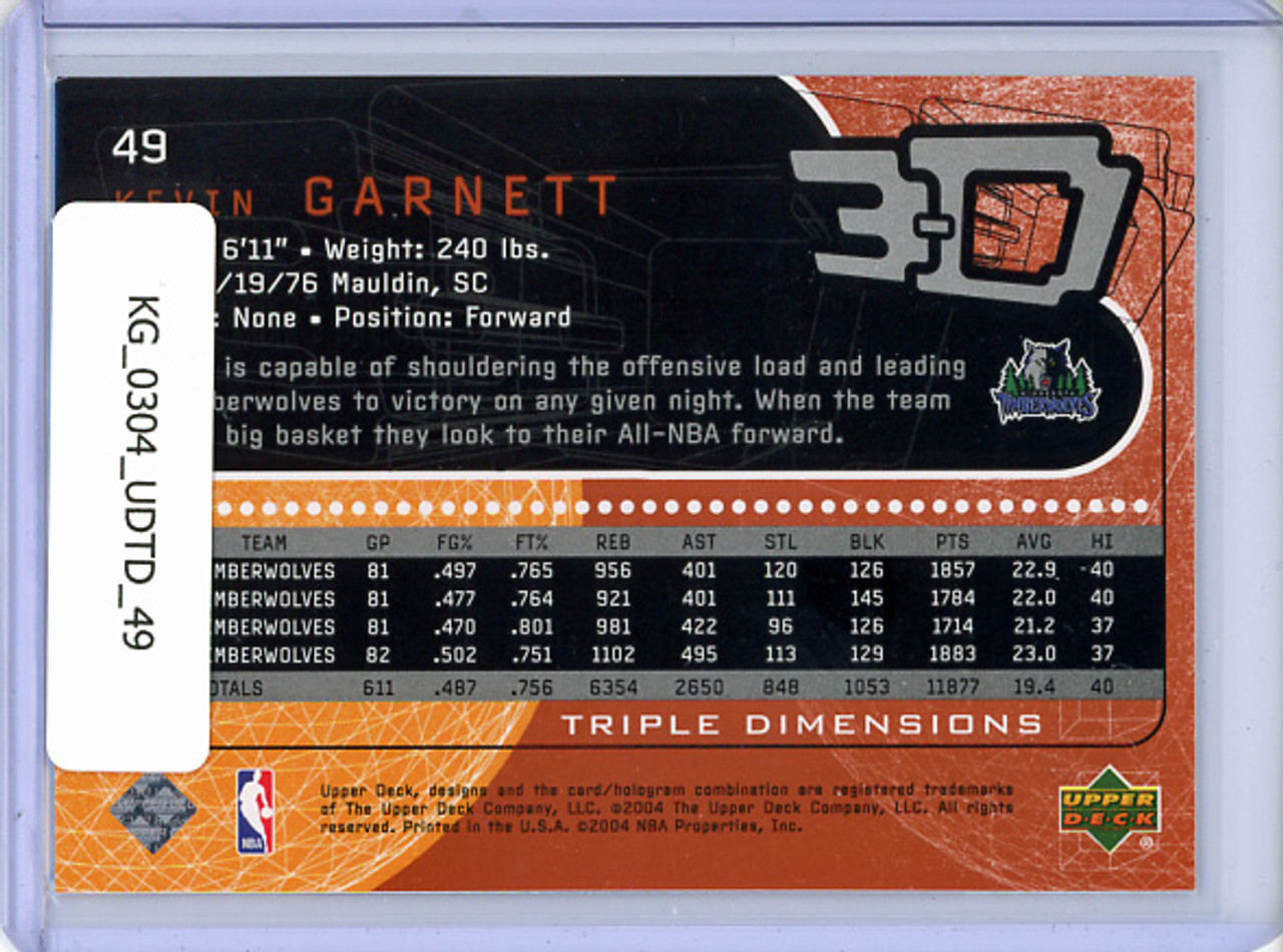 Kevin Garnett 2003-04 Triple Dimensions #49
