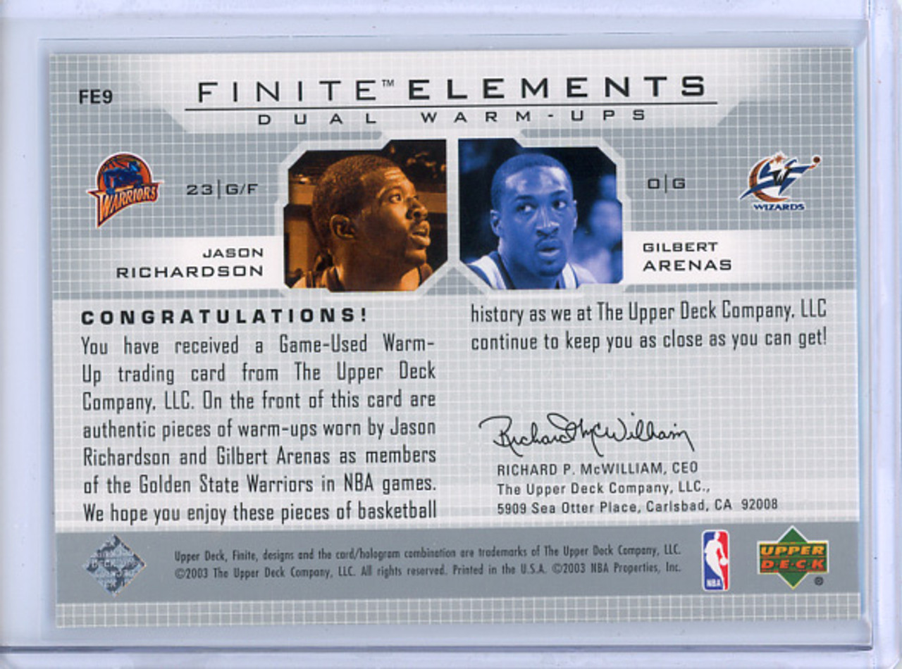 Gilbert Arenas, Jason Richardson 2003-04 Finite, Elements Dual Warm-Ups #FE9 (1)