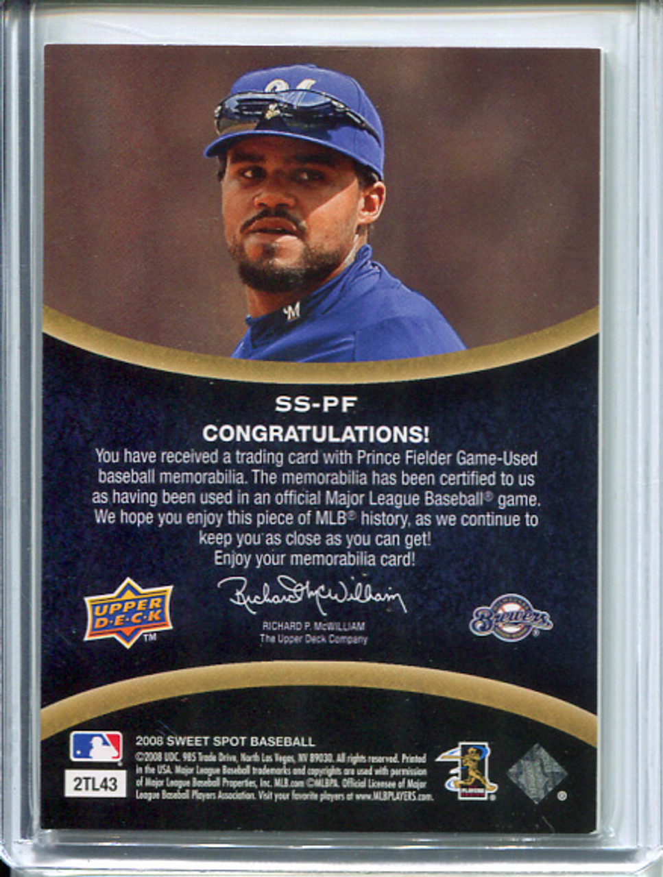 Prince Fielder 2008 Sweet Spot, Swatches #SS-PF