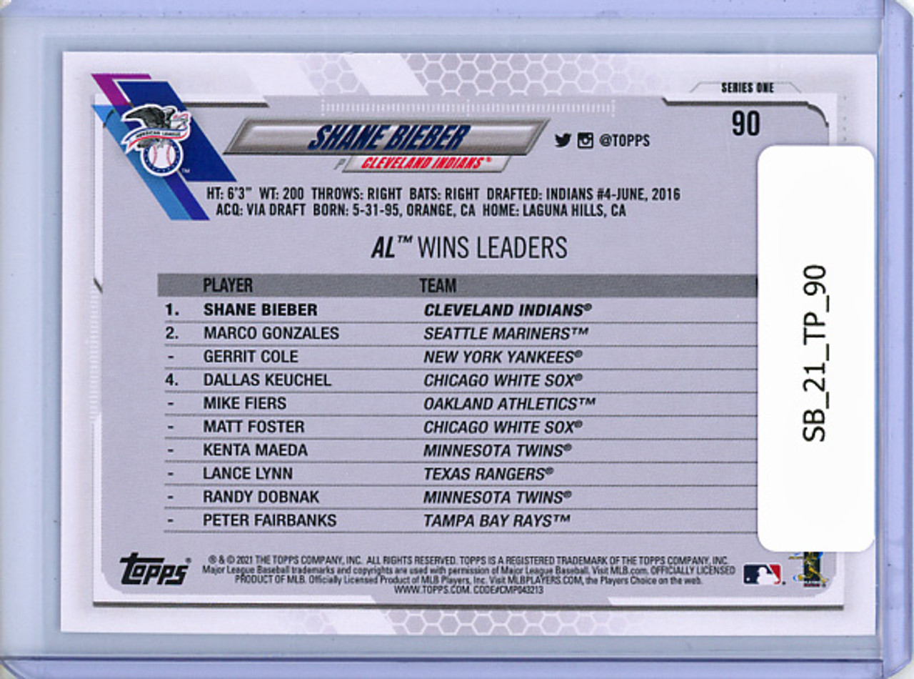 Shane Bieber 2021 Topps #90 League Leaders