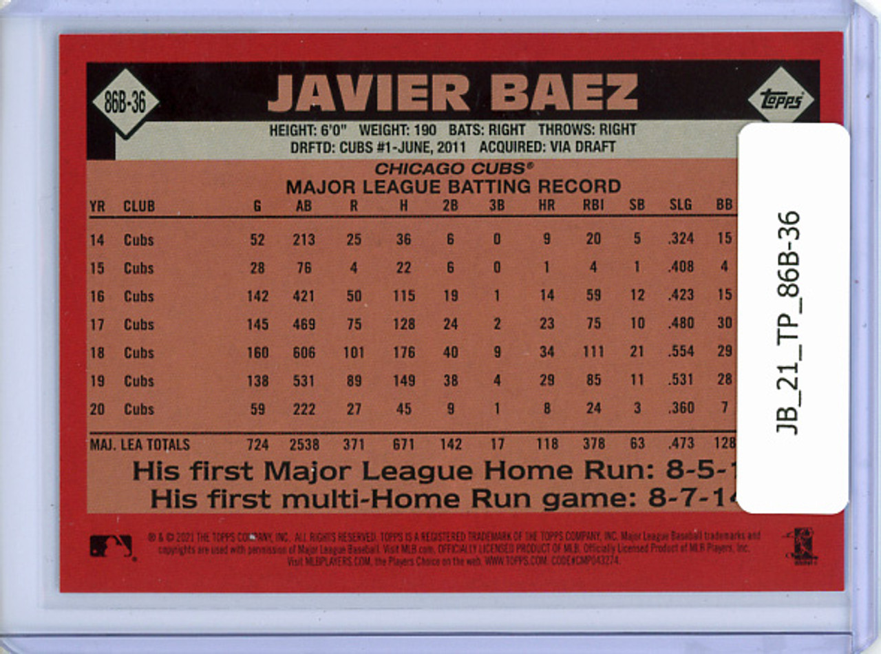 Javier Baez 2021 Topps, 1986 Topps #86B-36